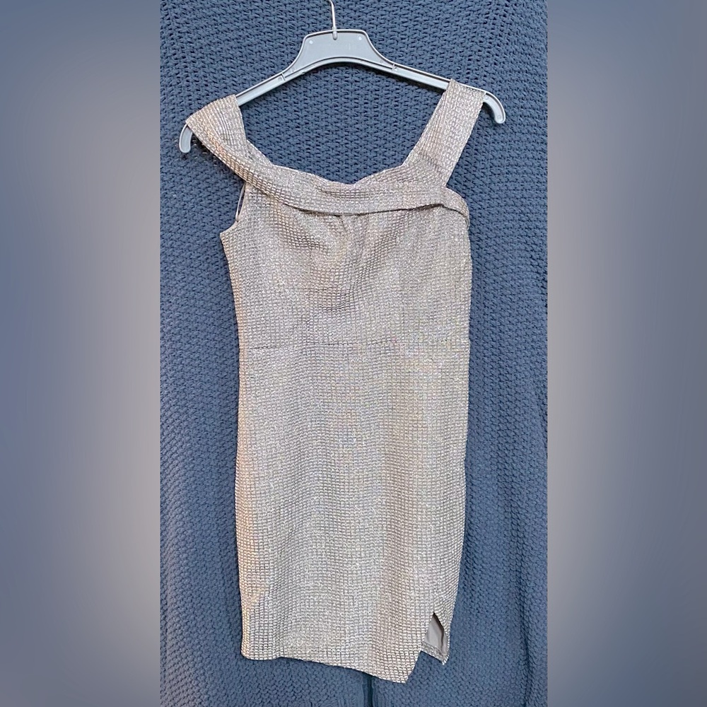Sequin Hearts Chic Tan Dress